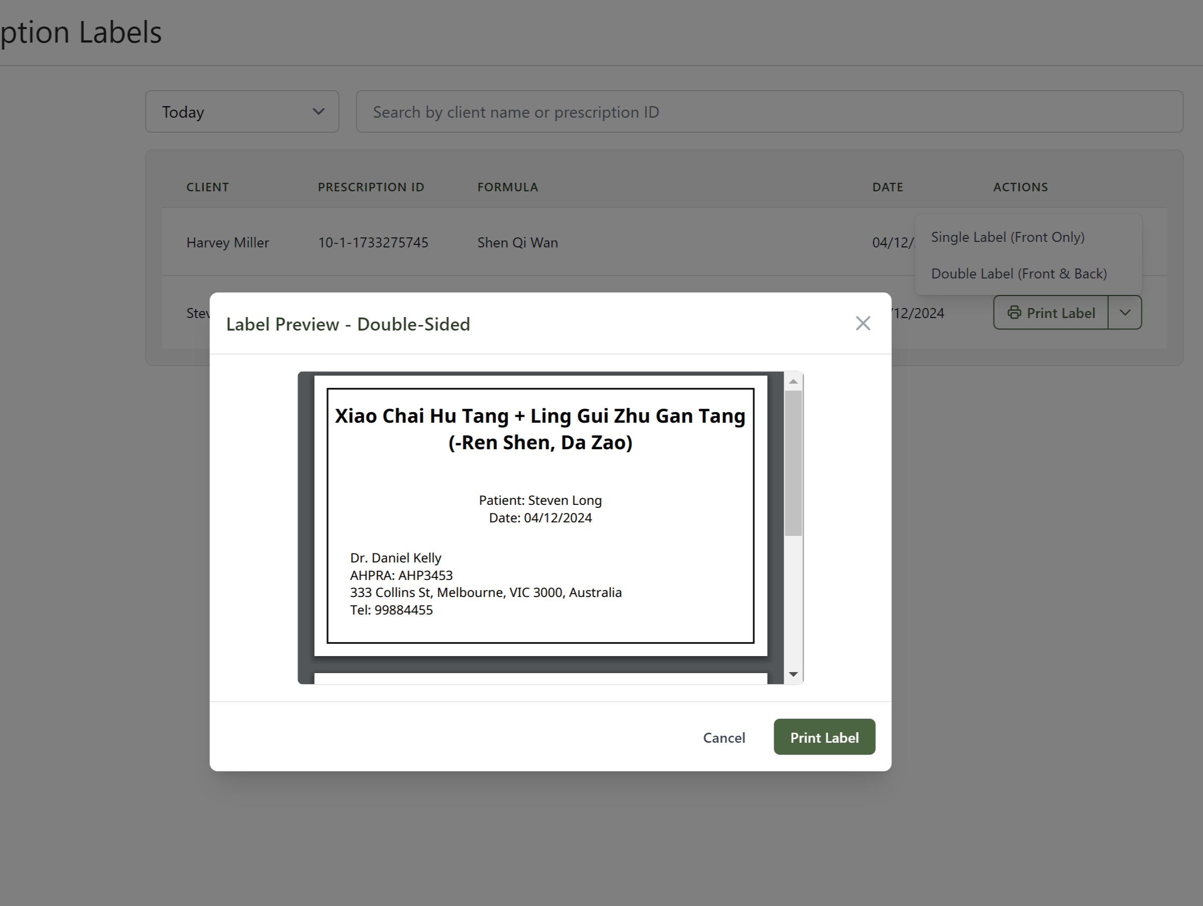 Efficient Prescription Creation - Create and print professional prescription labels instantly for your in-house dispensary